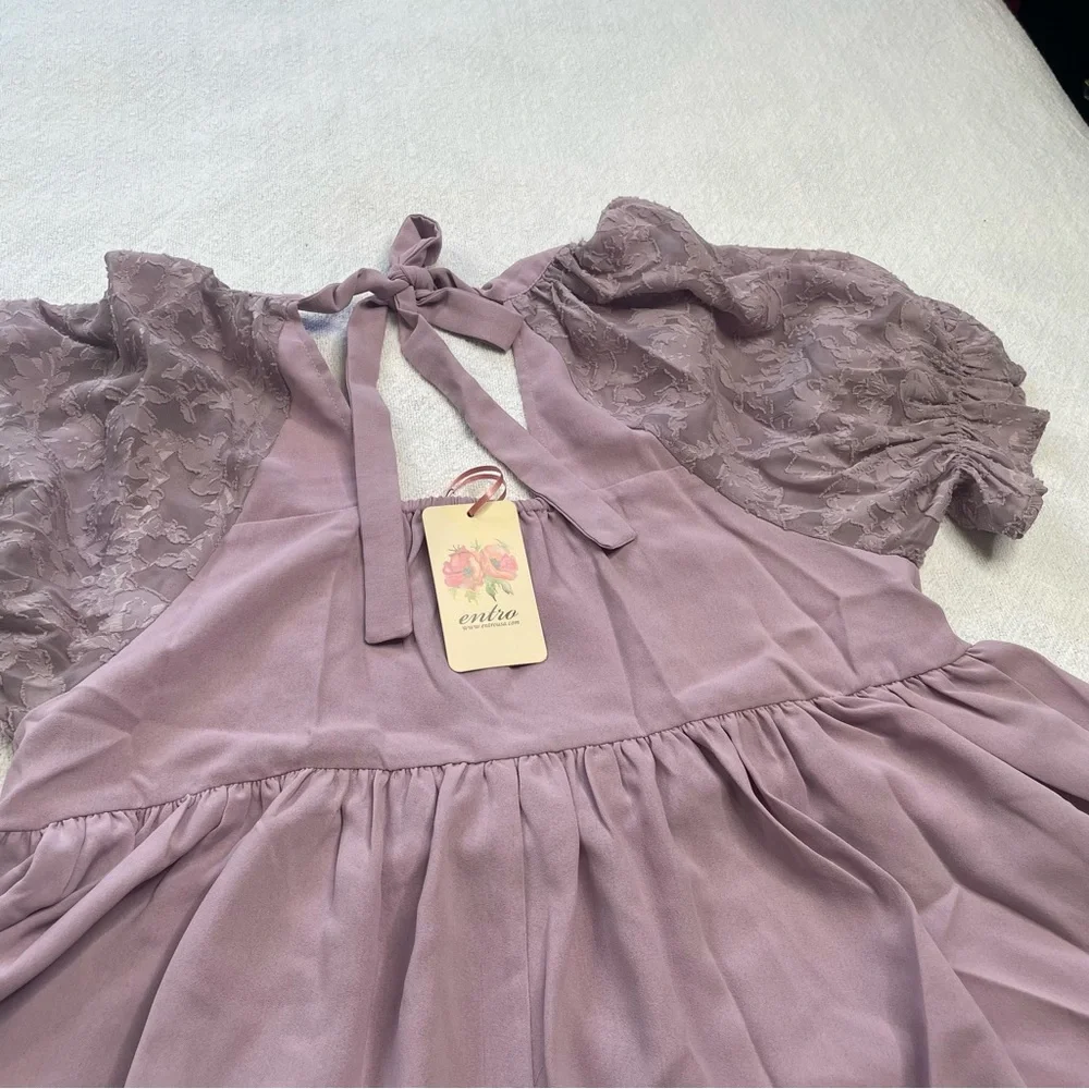 Entro Lavender Textured Sleeve Blouse  Size Medium ~ Spring‎ or Summertime